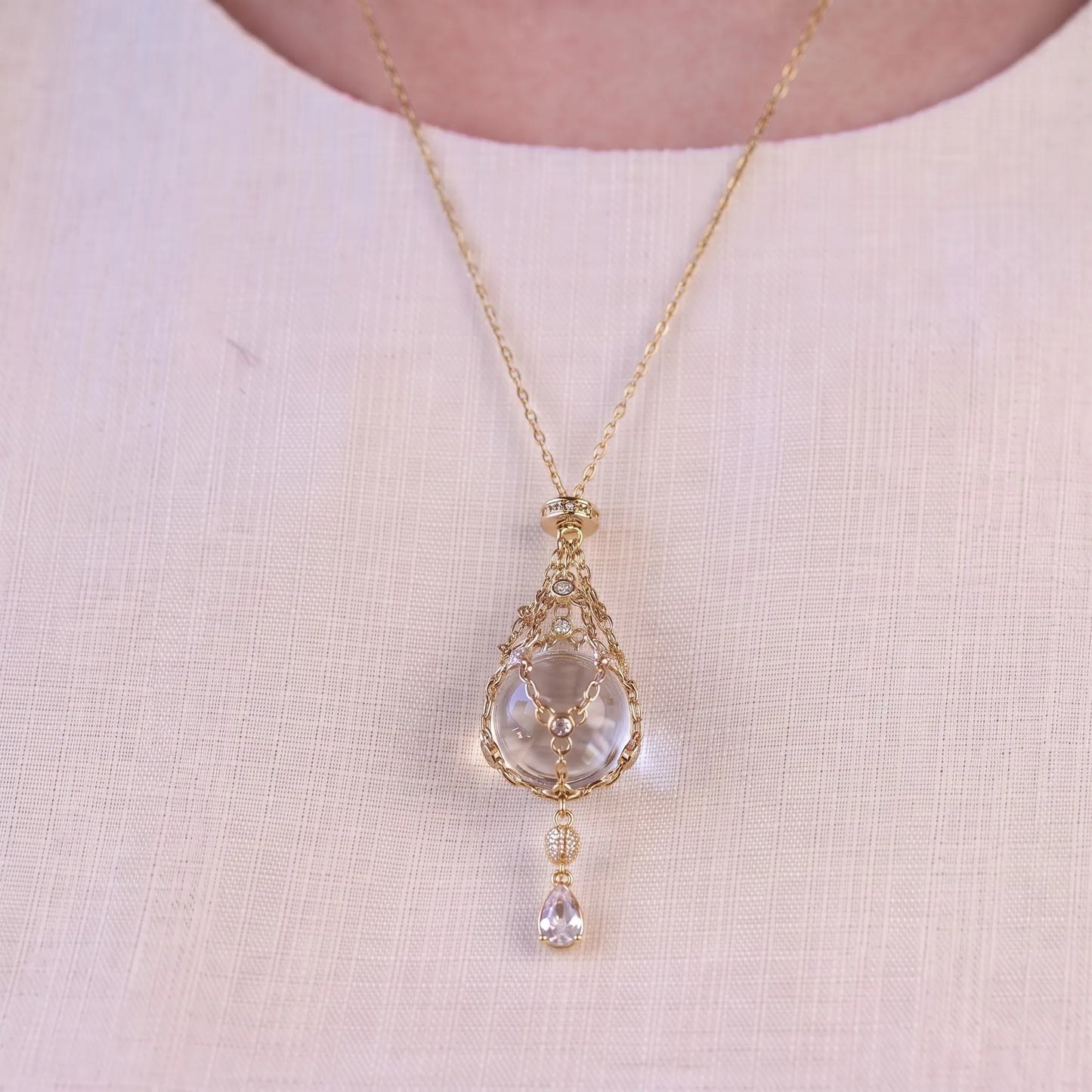 AC Natural Crystal Pouch Necklace