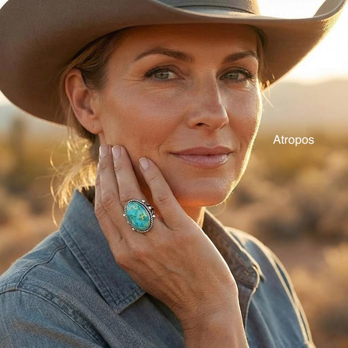 Turquoise Ring Sterling Silver 925 Genuine Gemstones Size 6 to 14