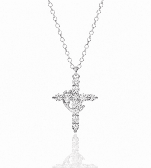 925 Sterling Silver Cross with Crown Necklace for Women Crucifix Jesus Christian Necklace Dainty 14K Gold Plated Cubic Zirconia Necklace Religious Faith Jewelry Birthday Christian Graduation Gifts