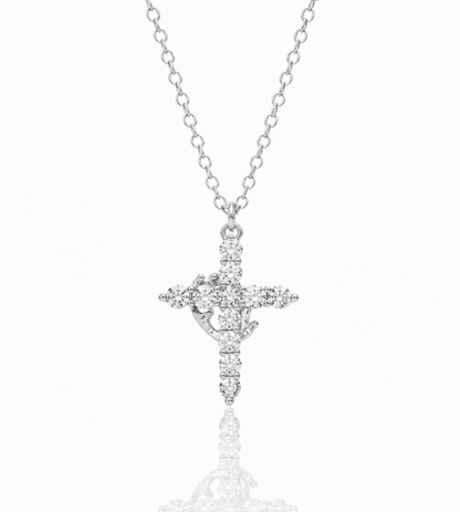925 Sterling Silver Cross with Crown Necklace for Women Crucifix Jesus Christian Necklace Dainty 14K Gold Plated Cubic Zirconia Necklace Religious Faith Jewelry Birthday Christian Graduation Gifts