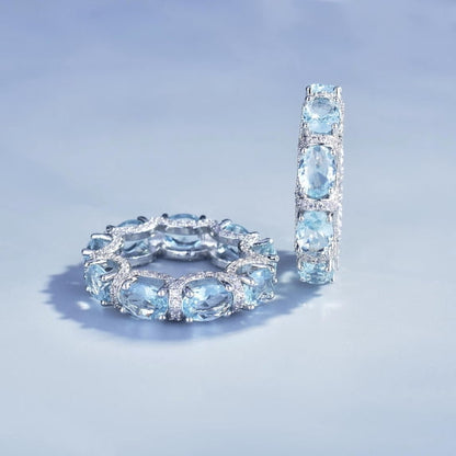 Sea Blue Crystal Promise Ring