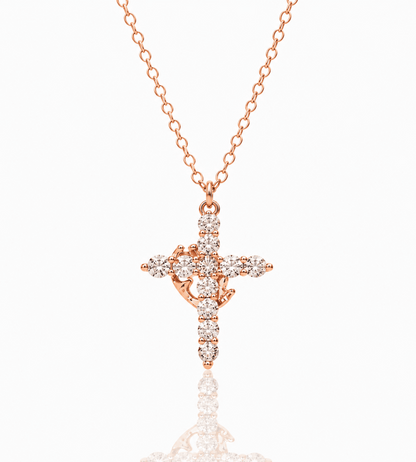 925 Sterling Silver Cross with Crown Necklace for Women Crucifix Jesus Christian Necklace Dainty 14K Gold Plated Cubic Zirconia Necklace Religious Faith Jewelry Birthday Christian Graduation Gifts