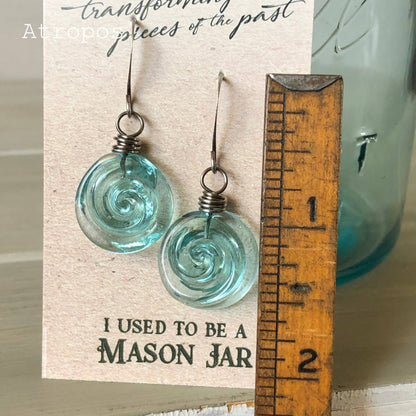 Teardrop Mason Jar Earrings: Recycled Vintage Glass