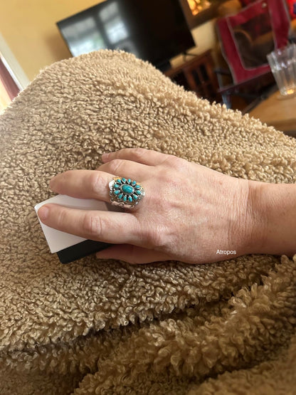 Sterling Silver Genuine Gemstones & Turquoise Ring