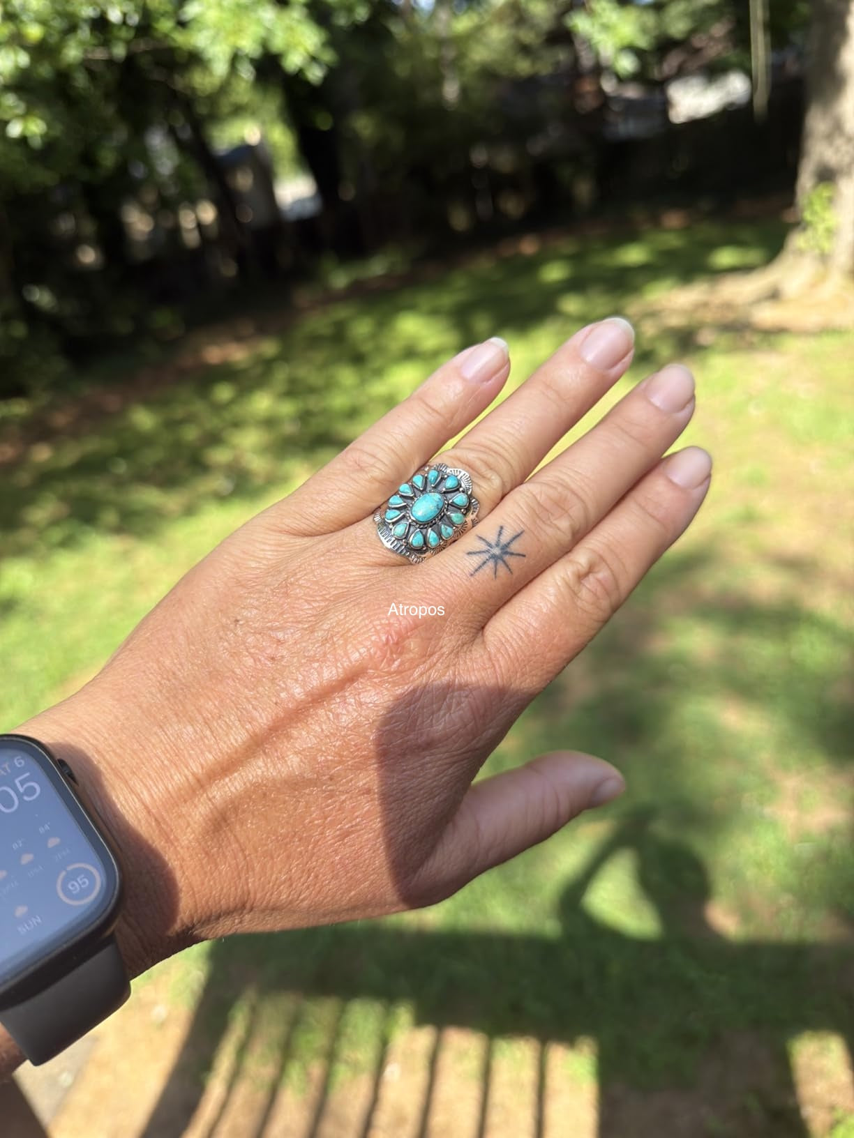 Sterling Silver Genuine Gemstones & Turquoise Ring