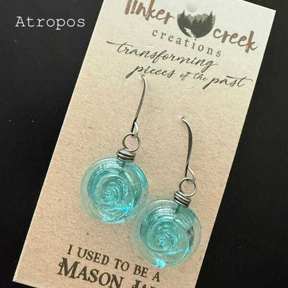 Teardrop Mason Jar Earrings: Recycled Vintage Glass