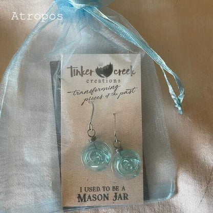 Teardrop Mason Jar Earrings: Recycled Vintage Glass