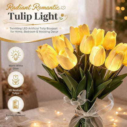 Romantic Tulip Night Light , 10/15 PCS Twinkling Led Tulips that Never Fade