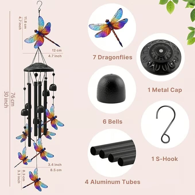 Hummingbird Wind Chimes for Outdoor Garden Decor Colorful Aluminum Tubes Hanging