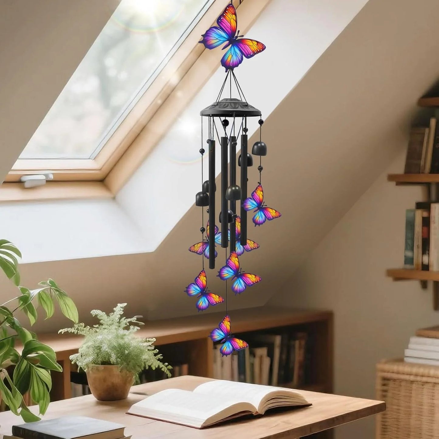 Hummingbird Wind Chimes for Outdoor Garden Decor Colorful Aluminum Tubes Hanging