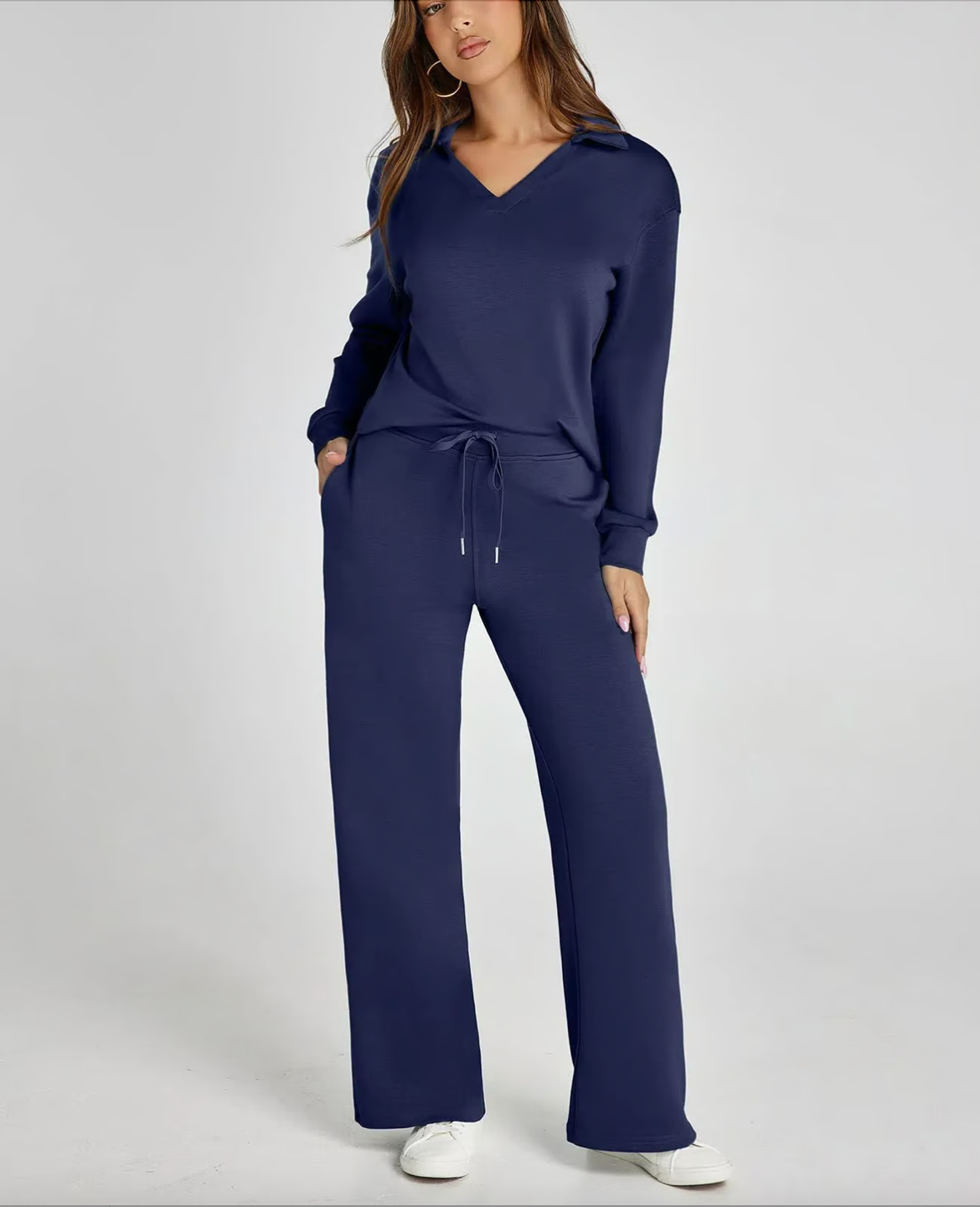 Lightweight Two Piece Polo Collar Lounge Set