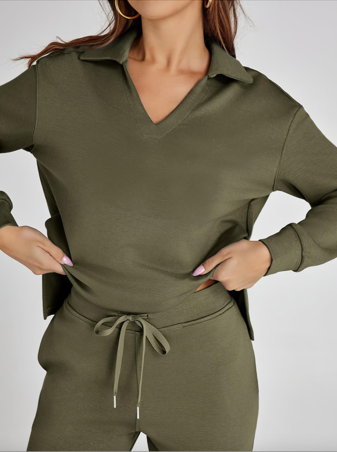 Lightweight Two Piece Polo Collar Lounge Set