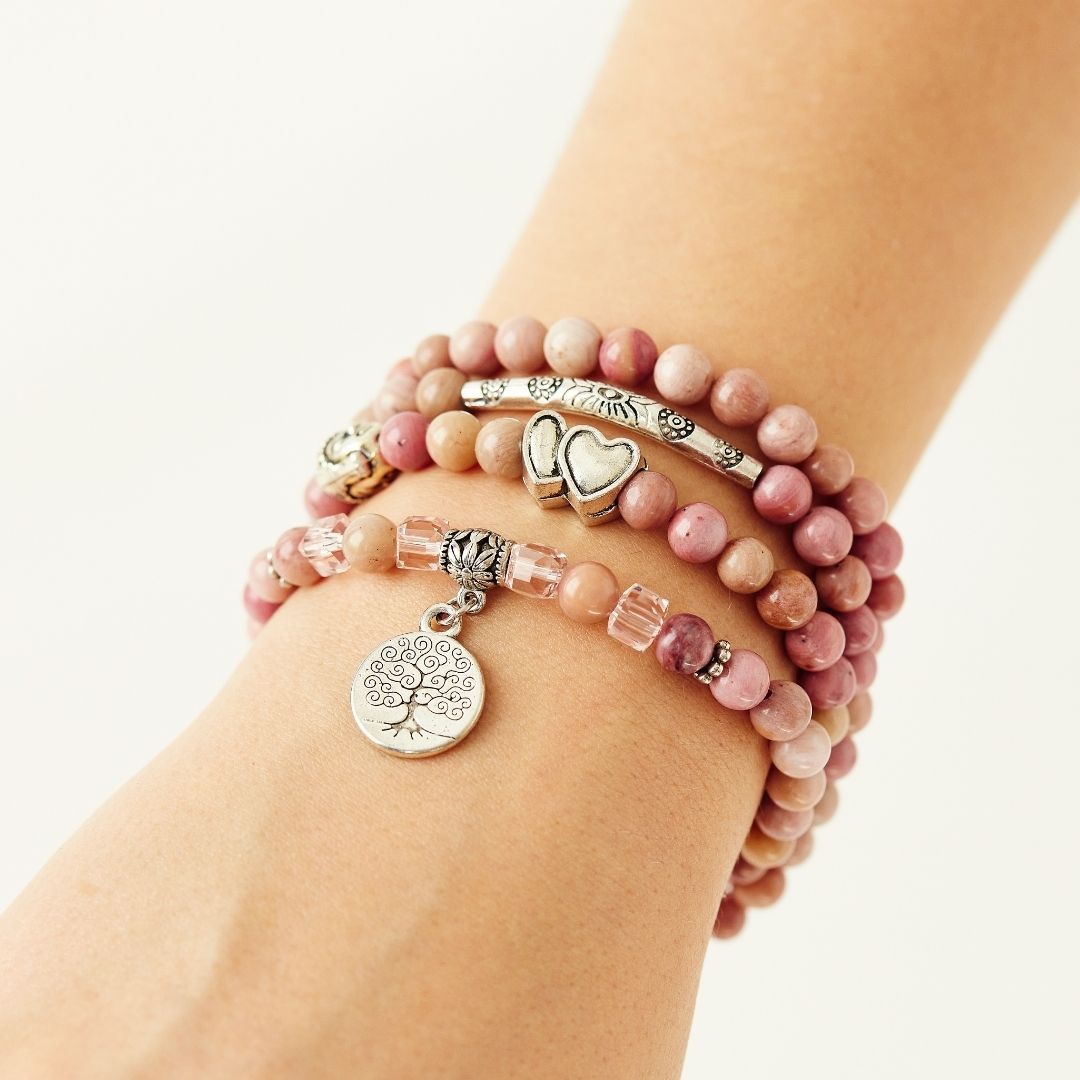 108 Natural Rhodochrosite Mala Beads