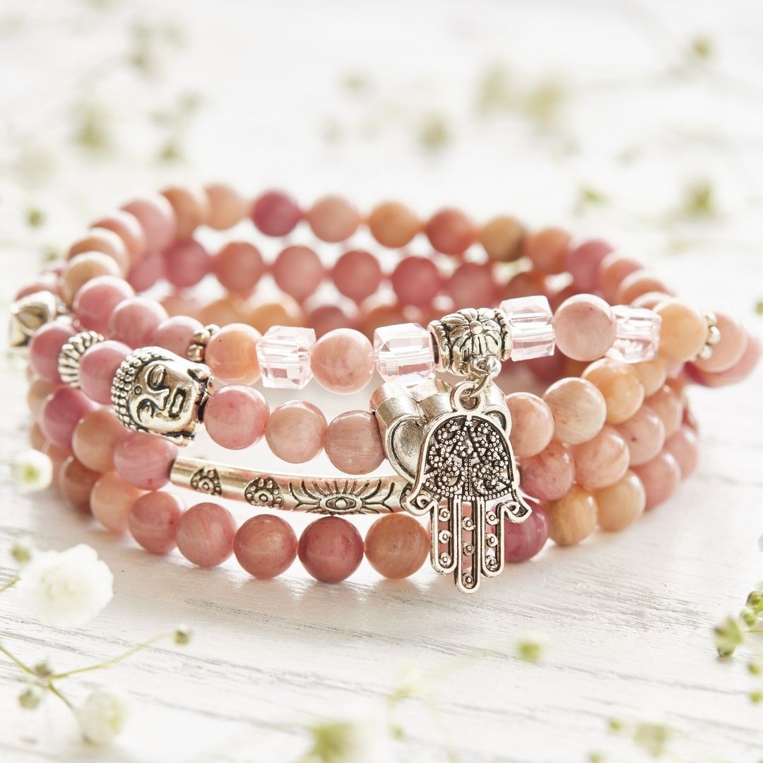 108 Natural Rhodochrosite Mala Beads