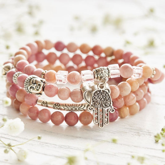 108 Natural Rhodochrosite Mala Beads