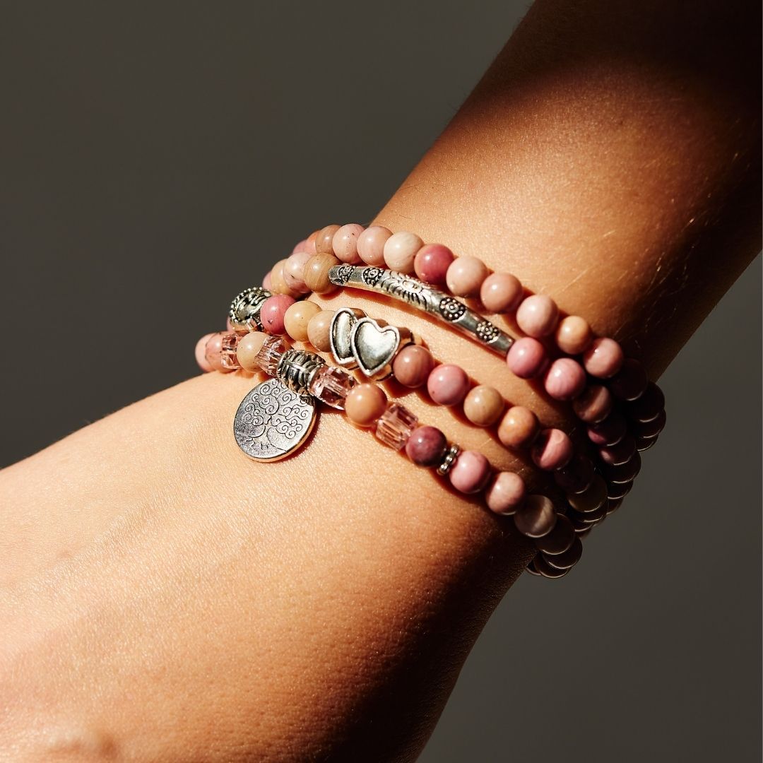 108 Natural Rhodochrosite Mala Beads