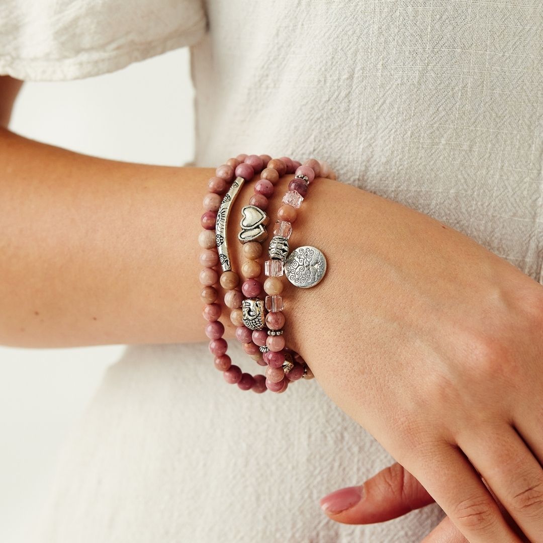 108 Natural Rhodochrosite Mala Beads