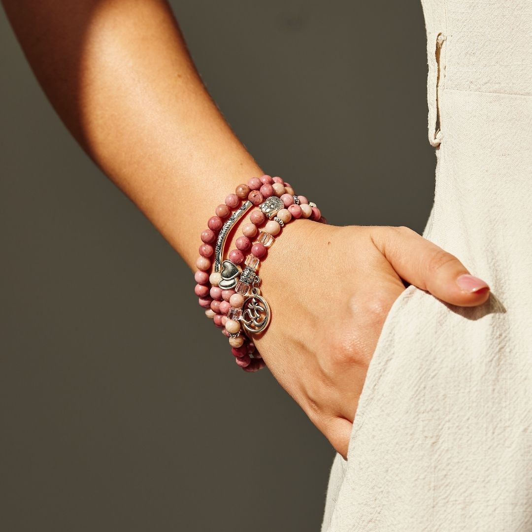 108 Natural Rhodochrosite Mala Beads