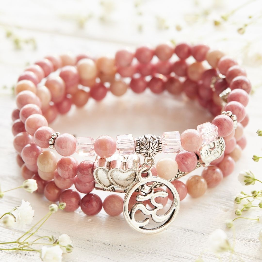 108 Natural Rhodochrosite Mala Beads