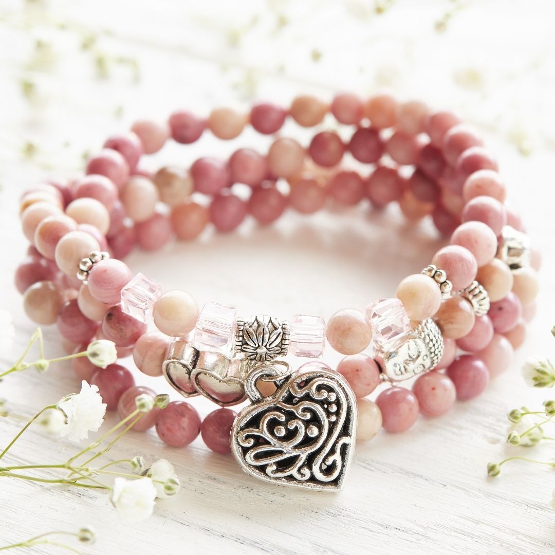 108 Natural Rhodochrosite Mala Beads