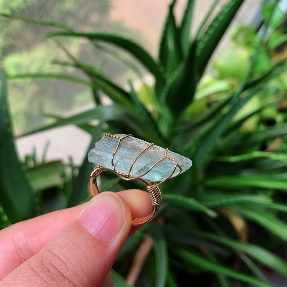 Wire Wrapped Rough Crystal Ring