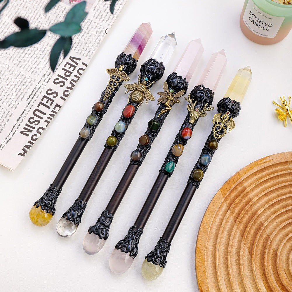 Natural Crystal Point Witchcraft Wand