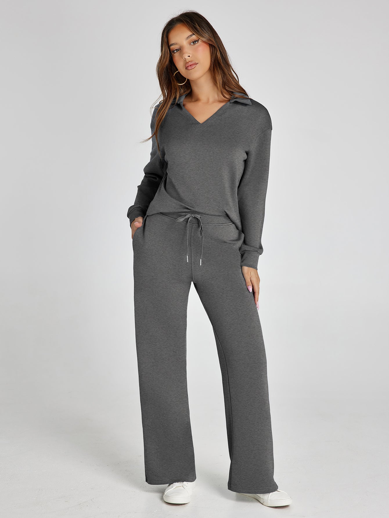 Lightweight Two Piece Polo Collar Lounge Set