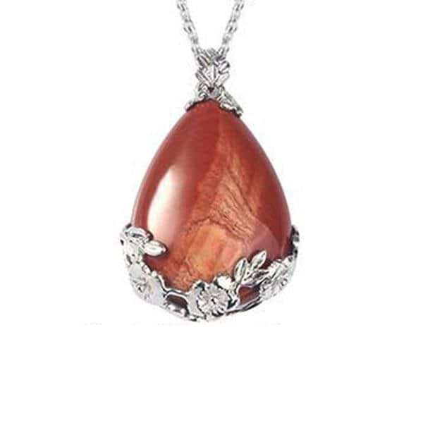 Flower Crystal Teardrop Necklace