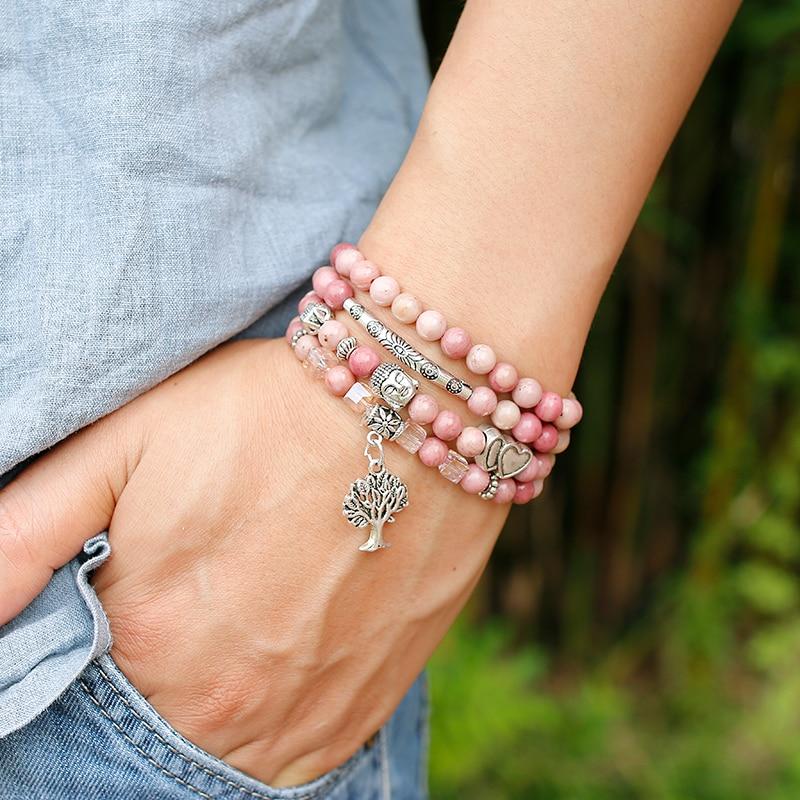 108 Natural Rhodochrosite Mala Beads
