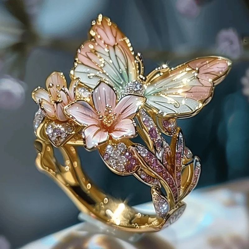 (🔥HOT SALE NOW 49% OFF) - Butterfly Flower Ring