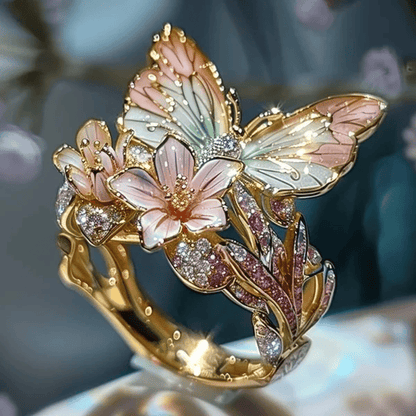 (🔥HOT SALE NOW 49% OFF) - Butterfly Flower Ring