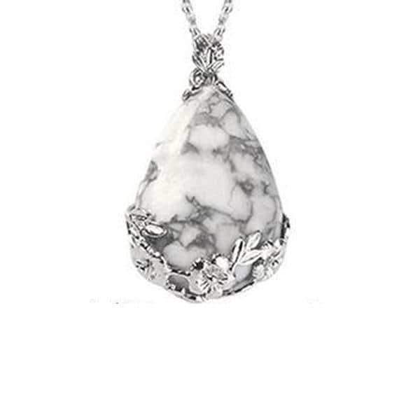 Flower Crystal Teardrop Necklace