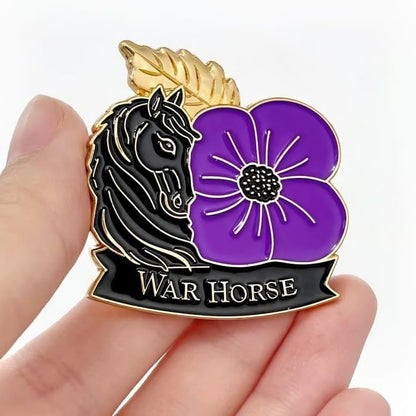 Honour War Horse Purple Poppy Enamel Brooch