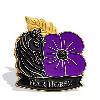 Honour War Horse Purple Poppy Enamel Brooch