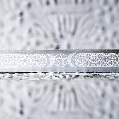 Selenite Triple Moon Wand 7"
