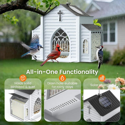 🎁 Mother’s Day 60% OFF-✝️Church-Shaped Metal Solar Bird Feeder(✨Same as in the video)