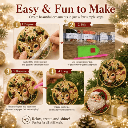 🔥Only Two-Pack for $19.98 Last Day Promotion!🎄Christmas DIY Diamond Painting Ornaments Kit (6 PCS)🎅