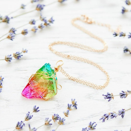 Rainbow Aura Quartz Necklace