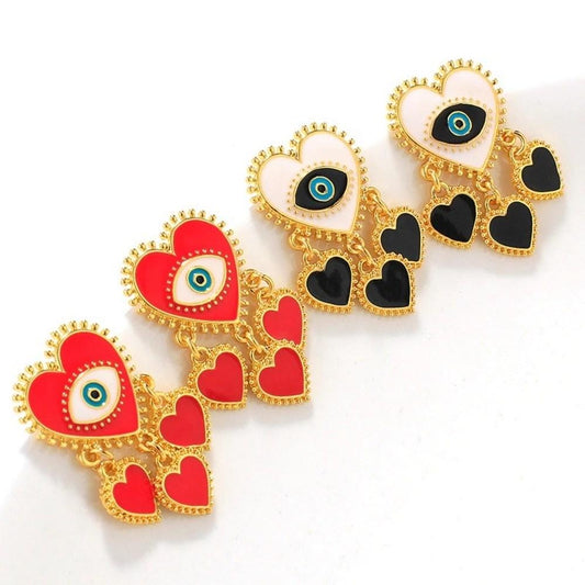 Evil Eye Heart Shaped Earrings
