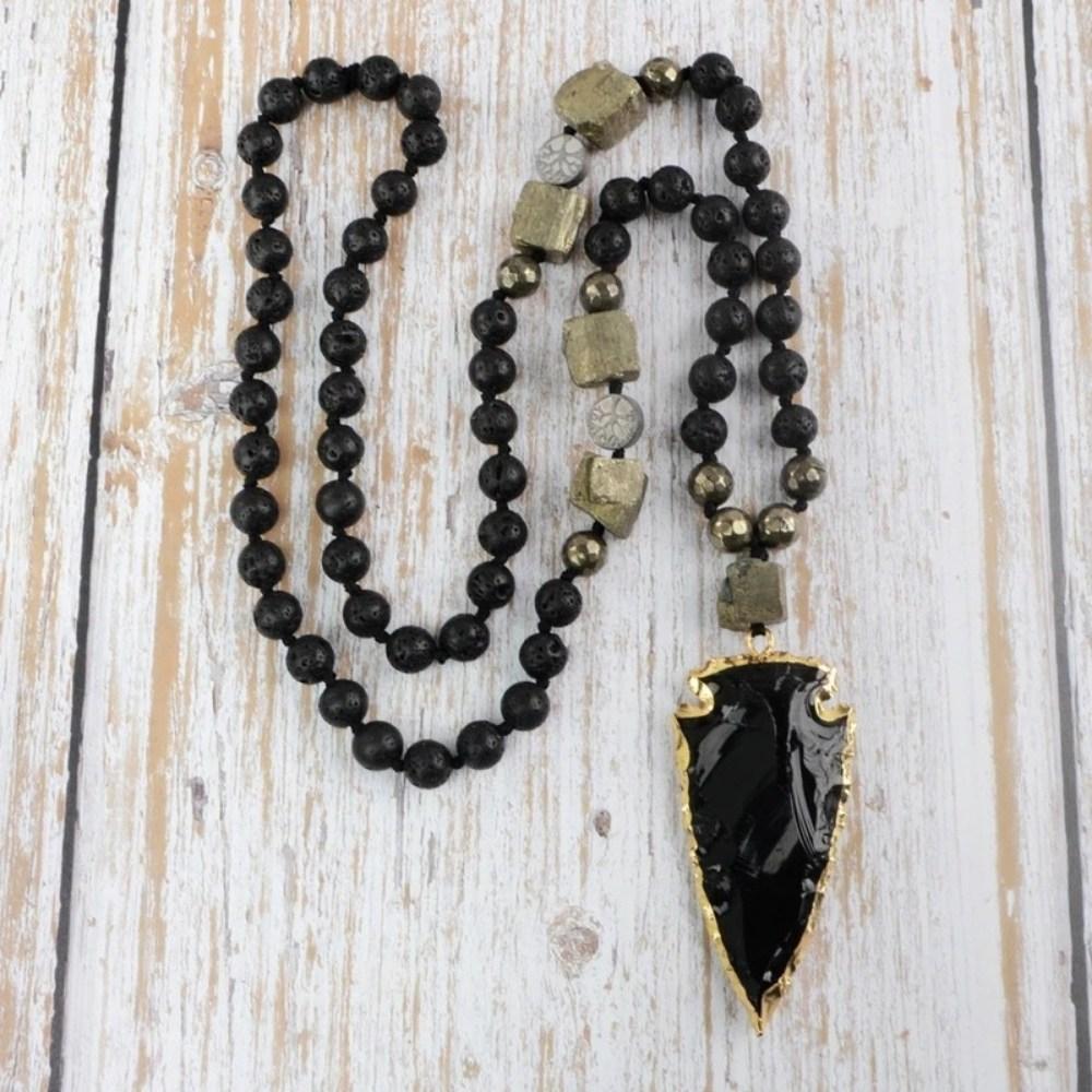 Black Obsidian Arrowhead Crystal Necklace