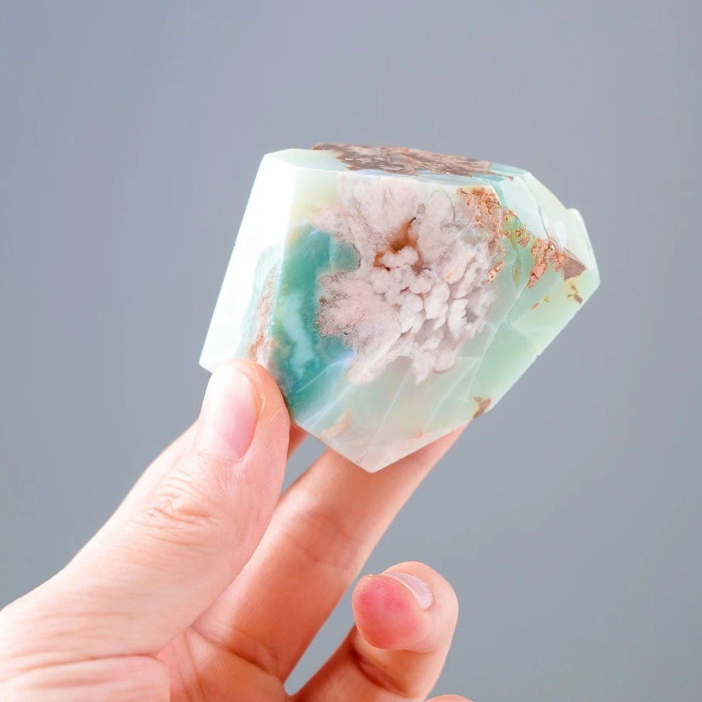 Raw Green Flower Agate Stone