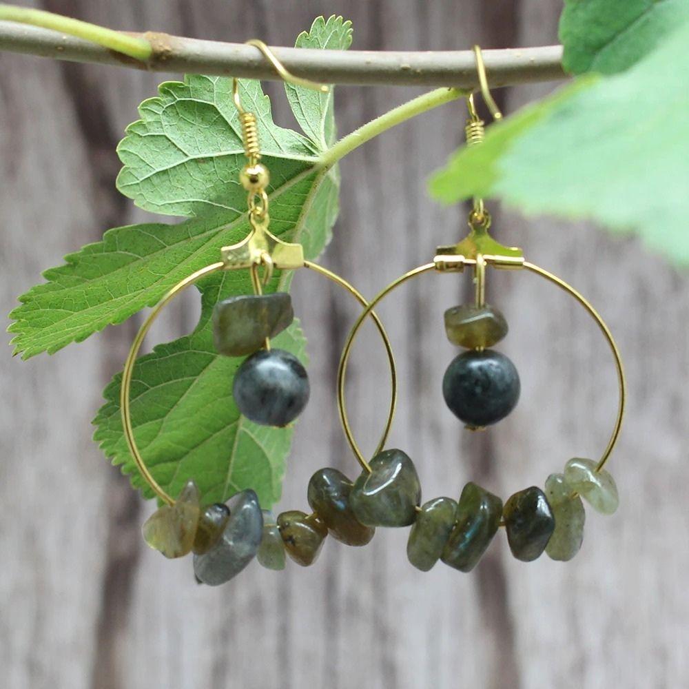 Natural Crystal Stone Drop Earrings