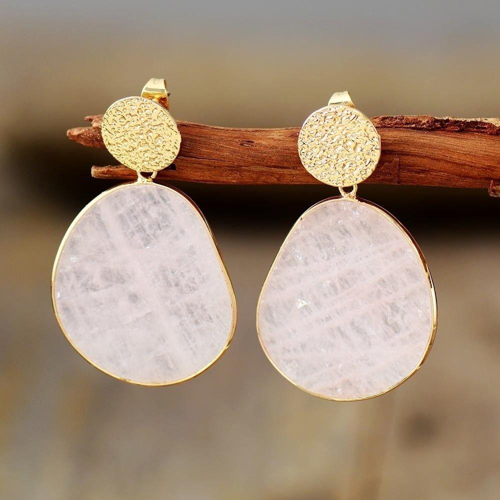 Rose Quartz Crystal Drop Earrings
