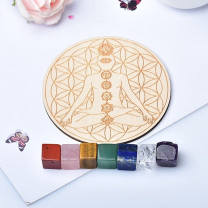 Chakra Stone Set With Wooden Grid Board