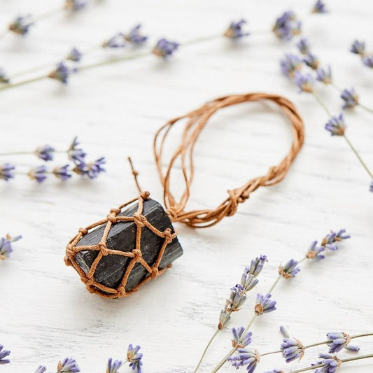 Wrapped Raw Black Tourmaline Crystal Protection Necklace