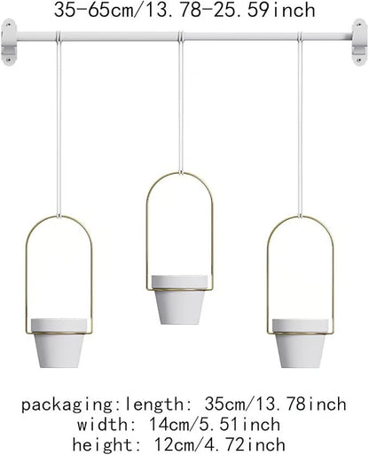 🌿Adjustable Hanging Window Planter Set – Metal Rod Plant Hanger with 3 Pots for Indoor & Outdoor Green Display