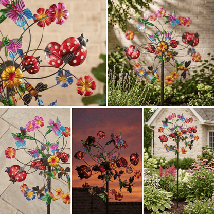 ☀️🌀Outdoors Wind Spinners with Decorative Flowers🌸(Includes bracket)
