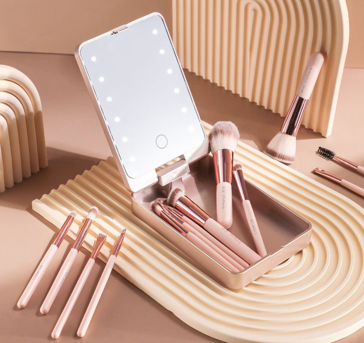 💖Hot Sale 50% OFF💖Travel Makeup Brush Set with LED light