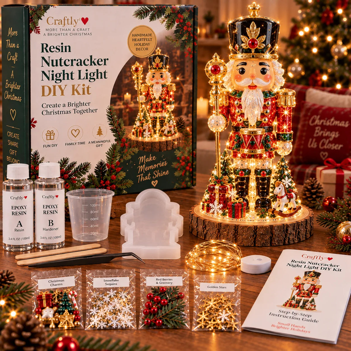 🎄Atroposcrystal DIY Christmas Tree Night Light Kit — 💕On this day filled with love, let a handcrafted glowing Christmas tree speak for your heart