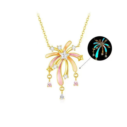 Romantic Luminous Fireworks Necklace in S925 Silver — The Perfect Gift